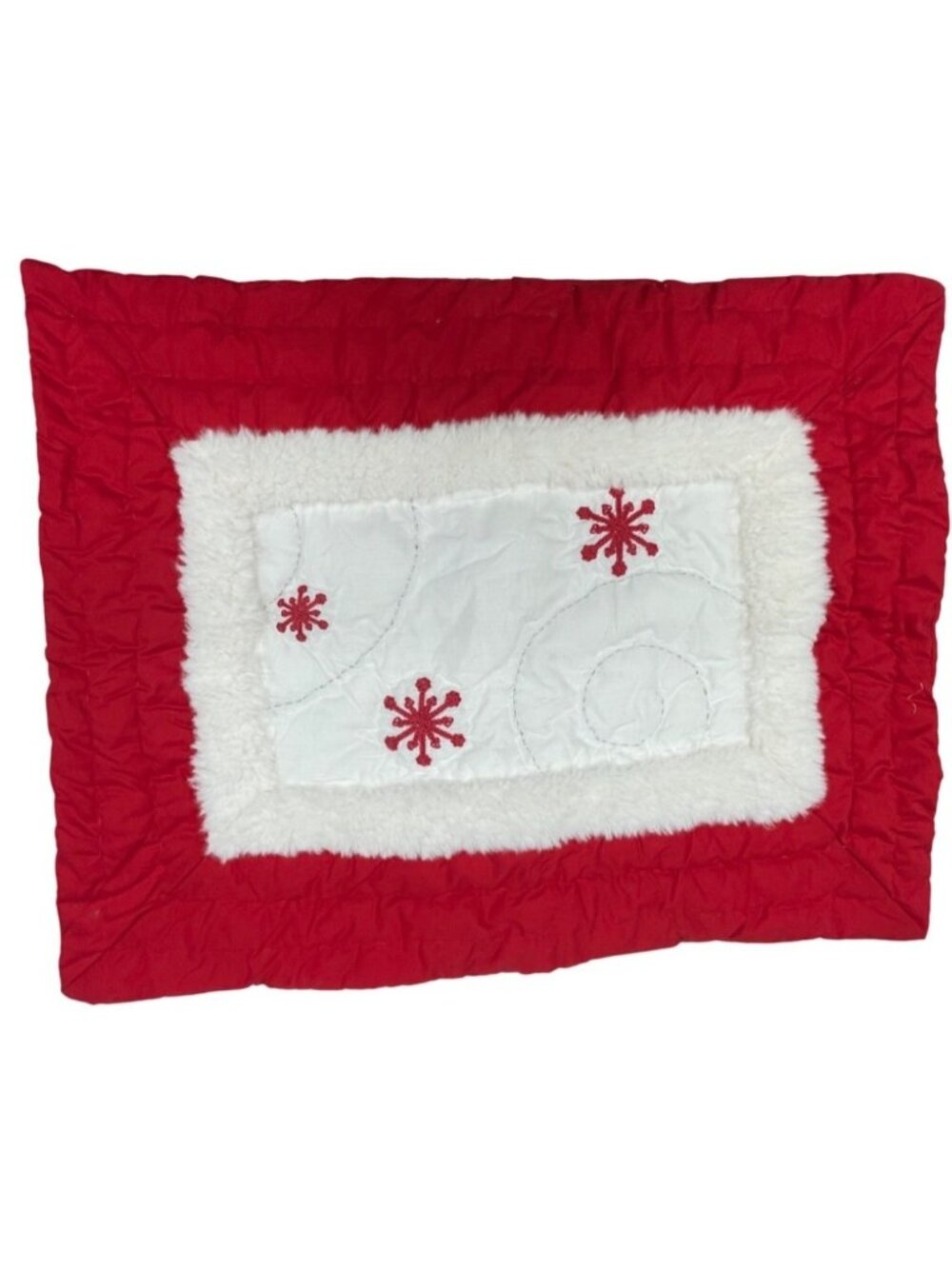 Dr. Seuss Christmas shame pillow case faux fur snowflakes red white cotton READ